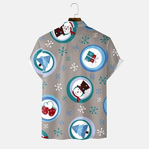 Божиќно копче на ЗДДО, кратки кошули Краток ракав 3Д смешен графички случајна хавајска кошула Божиќна забава куглање кошули