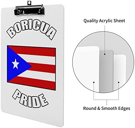 Гроздобер Борикуа Гордост Порторикански Пр Знаме Пластична Табла Со Исечоци Држач За Хартија Со Клип Со Низок Профил За Канцеларијата