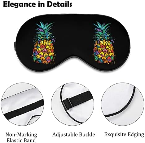 Шарена ананас печатена маска за очи за очи мек капаче за очи со прилагодлива лента за ноќни очила за патувања за мажи