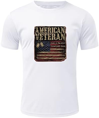 XXVR Менс војник кратки ракави патриотски маици, американско знаме за печатење на знаме Денот на независноста на летните обични екипи на врвови