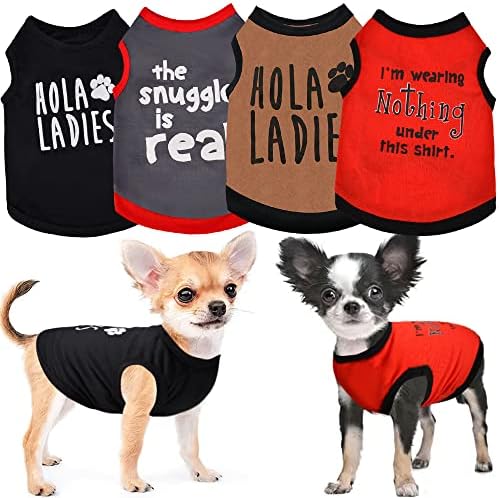 4 парчиња паѓаат кошула за кучиња за мали кучиња, облека со мала облека за кучиња, дополнителна облека за мали кучиња, машка