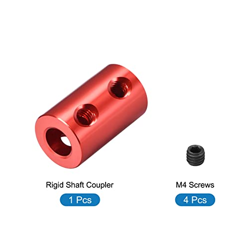 Rebower Цврста Спојка Алуминиумска Легура Вратило Спојка Приклучок Моторни Додатоци [ЗА 3D Печатач] - 4mm до 6mm Создаден L20 x D12/Црвено