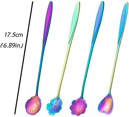 Супа Лажици Нерѓосувачки Челик Кафе Лажица Со Долга Рачка 4-парче Цвет Облик Лажица Мешање Лажица Десерт Торта Лажица Вечера Лажица Маса