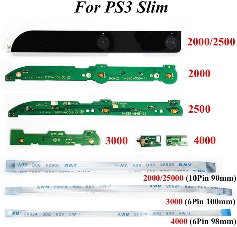 Заменска табла за прекинувач на копчето за напојување со кабел за лента за SplayStation3 PS3 2000 2500 3000 4000 Супер тенок копче за напојување PCB табла за поправка Делови
