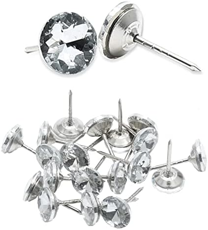 Bokwin 100pcs дијамантски кристал тапацир за нокти на нокти 16мм чиста кристална тапацир декоративни пинови за притискање за мебел