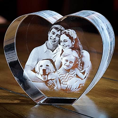 Арокими 3Д кристална фотографија Персонализирана врежани слики во форма на срце во форма на срце