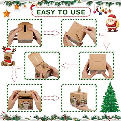 24 Парчиња Божиќни Кутии За Подароци 3д Божиќна Кутија За Бонбони За деца Кутии За колачиња Хартија Добри Украси Кутии За Дедо Мраз За Божиќна