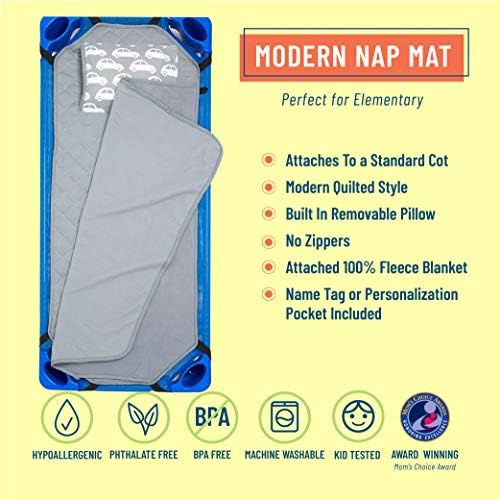 Wildkin Kids Modern Nap Mat со перница за еднократна употреба за момчиња и девојчиња, совршена за елементарна душек за спиење, се карактеризираат