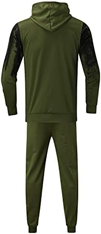 AMTF 2021 MENS 2-парчен обичен качулки пулвер џемпер врвови + панталони за влечење џеб сет спортски фитнес фитнес сетови