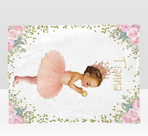Xozoty персонализирана симпатична златна капа девојка розови цвеќиња бебе ќебе со име обичај бебе расадник фрли руно ќебиња за