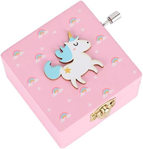 Fybida Hand Crank Music Box траен музички кутија розова/бела симпатична за девојчиња декорација на десктоп жени роденденски подароци