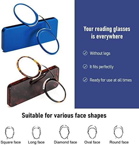DXYXYO Мини Очила За Читање Без Раце Клип На Носот За Мажи Жени 2 Спакувајте Тенки Компактни Читатели Со Мал Пренослив Случај