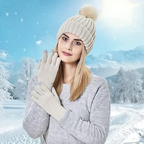 Мека зимска манжетна топло плетено скијање со ракавици топла жени плетени капа капа дебели бејзбол капачиња обична бејзбол капа од два тона