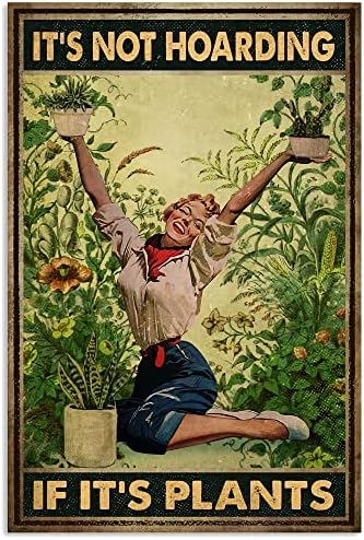 Не се чува ако е постери за растенија, гроздобер растенија дама постер, градинарски постер, градинарски lубител метал калај знак гроздобер алуминиумски