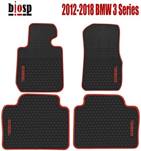 Biosp Car Floor Mats For BMW 3 Серија F30 320i 328i 335i 2012-2018 Предната и задната тешка гумена лагер поставена црна црвена возило тепих