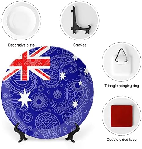 Австралија Paisley Flagcustom Фото коска Кина Декоративна чинија личност Керамичка вечера чинија занаети за жени мажи подароци со штанд за приказ