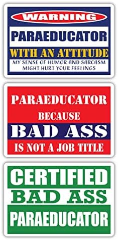 Сертифициран лош задник Параедукатор со налепници за став | Смешна окупација Идеја за подарок за кариера во работата | 3м винил налепници