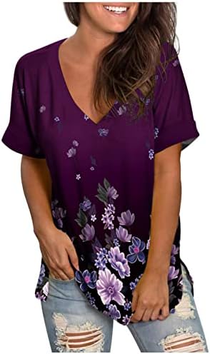 Краток ракав на женски ајазо, плус големина маичка со маичка против тренингот на вратот Основно печатење летен празник на плажа маичка