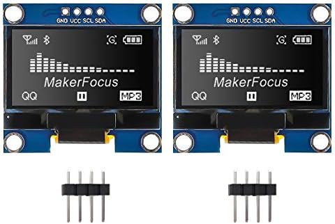 MakerFocus 2pcs OLED Дисплеј Модул I2C 128X64 1.3 Инчен Дисплеј Модул SSD1106 Бело Со Иглички За Ar duino UNO R3 STM