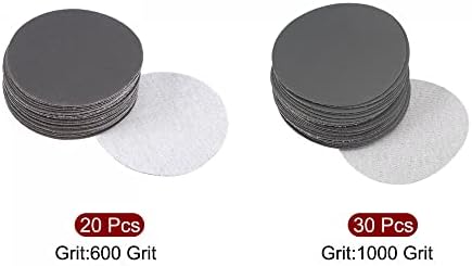 Uxcell 3 инчи влажни суви песочни дискови 600 решетки, 1000 решетки и јамка од шкурка за електростатско садење песок силиконски карбид