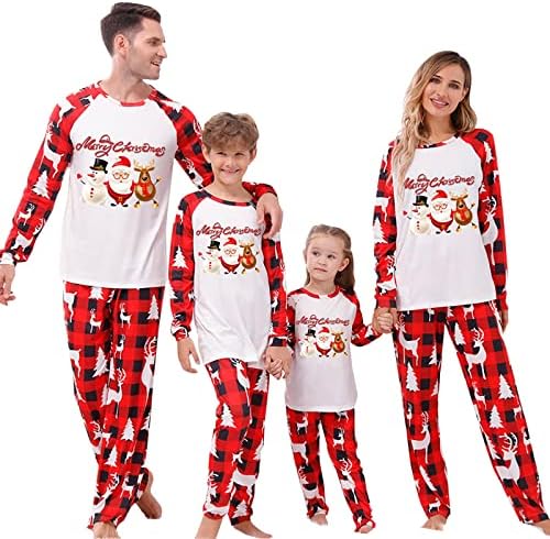 Семејство што одговара на Божиќните пижами поставени Божиќни ракави Дедо Мраз, пантало