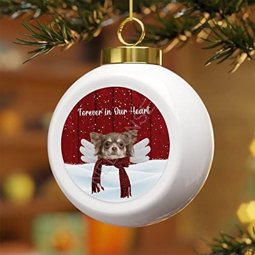 Божиќни украси Божиќно куче Бичон Фриз засекогаш во нашето срце керамички топка украс висечки украси на дрвја Подарок за Денот на мајката