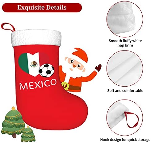QG ZZX Божиќни чорапи со бела супер мека кафушка манжетна loveубов Мексико фудбалски Божиќни чорапи Божиќни украси порибување