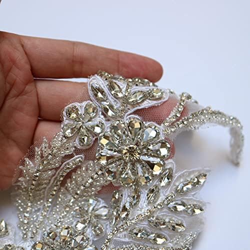 Тешки луксузни стакло од стакло од носач за облека DIY рачно изработени брадавички перки аплики за декорација на венчаници за венчаници