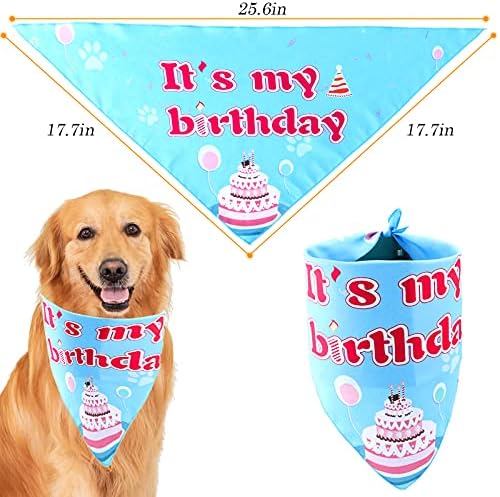 Домашни роденденски забави со кучиња роденден Бандана, куче роденден, шамија, роденденски банер, балони и лак -вратоврска за украси за роденденска