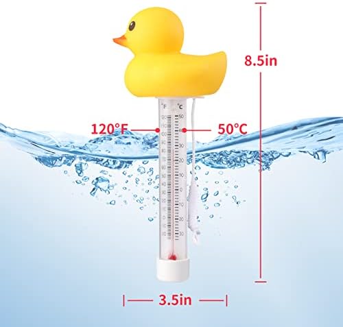 2 пакувања Термометар за лебдечки базен, симпатична дизајн на жолта патка, точни читања за температура на водата, отпорни на тресење