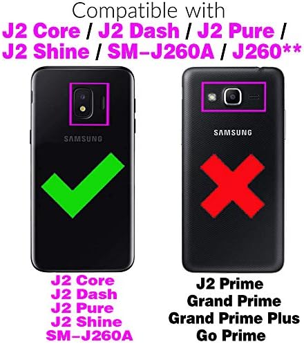 Asuwish Компатибилен Со Samsung Galaxy J2 Pure J2 Core J 2j Shine Паричник Случај Калено Стакло Заштитник На Екранот Флип Капак Картичка Кутии