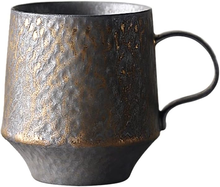 Мади Кеј Дизајн Чаша Црна чаша Злато-позлатена глазура Рачно изработена керамичка кафе чаша за пијалоци кујнски ресторан бар семејство