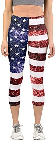 Американско знаме Патриотски нозе женски високи половини во САД 4 -ти јули хеланки удобни лесни атлетски јога спортови за џогирање