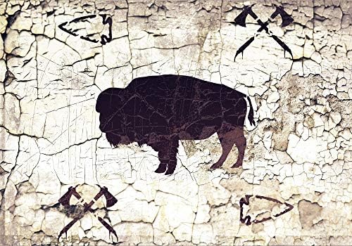 Племенска матрица, домородноамериканец Индиски Бафало стрела најдобро винил големи бизонски уметнички матрици за сликање на платно, wallид, дрво