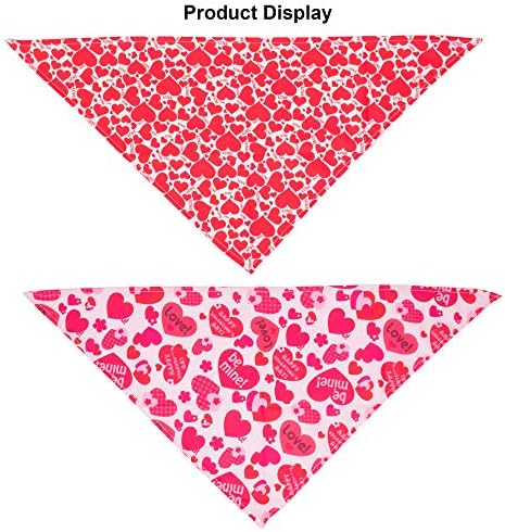 Adoggygo 4 пакет Ден на вineубените кучиња бандана триаголник шамија црвено розово срце дизајн в Valentубените миленичиња бандана