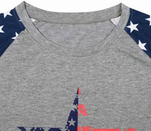 Starвезда печати кошула за бои, женски долги ракави Американско знаме на 4 -ти јули, врвови на блузи со блуза