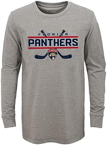 OuterStuff Флорида Пантерс Младински големина на хокејскиот тим лого со долг ракав маица