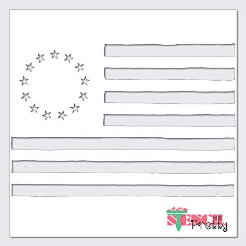 Рустично американско знаме Кружни starsвезди и ленти матрица најдобра винил големи матрици за сликање на дрво, платно, wallид,