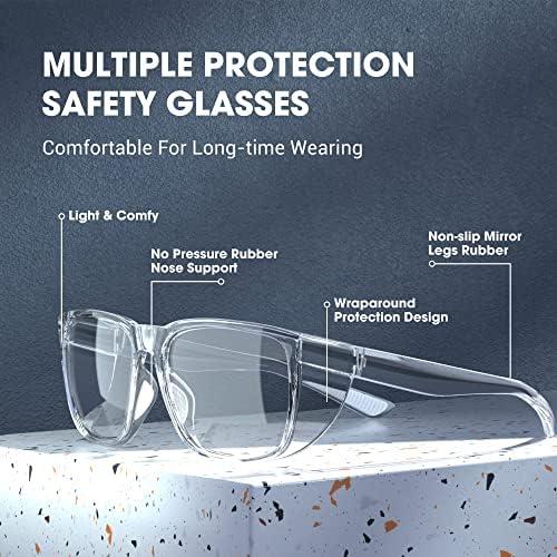 Волнени Заштитни Очила Квадрат Против Магла Јасни Заштитни Очила Отпорни На Гребење Со Очила За Блокирање На Сина Светлина За Жени Мажи