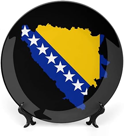 Знаме На Босанската Мапа Декоративна Плоча Тркалезна Керамичка Плоча Коска Кина Плоча Со Штанд За Прикажување За Декор За Свадба За