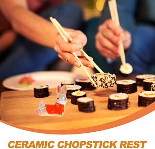 Cabilock Retro Decor Decor Root Cook Stick Rest Ceramic: 5 парчиња симпатична држач за стапчиња за јадење стол