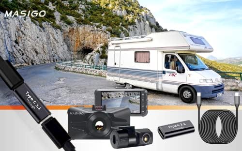 ●Пакет: МАСИГО а340д + Продолжен Кабел Q Цртичка Камера Предниот Заден Вистински 4k/2.5 K Целосна HD Камера За Автомобили, 5G WIFI GPS СО