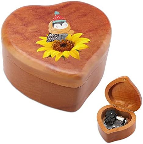 Музички кутија за санта и сончоглед дрво гроздобер музички кутии подарок за Божиќ роденден Денот на вineубените во форма на срце