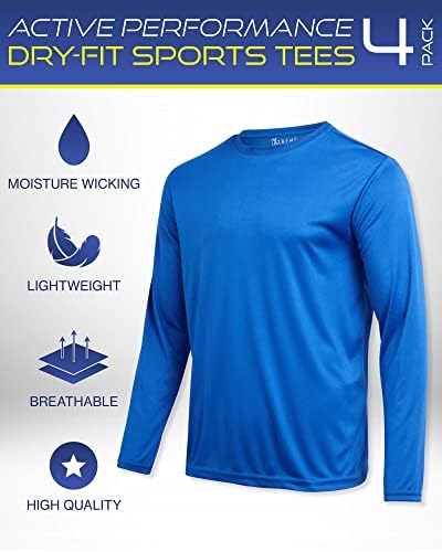 Атлетска маица за машка машка машка маичка-4 пакувања со активни перформанси со суво вклопување во спортска тита