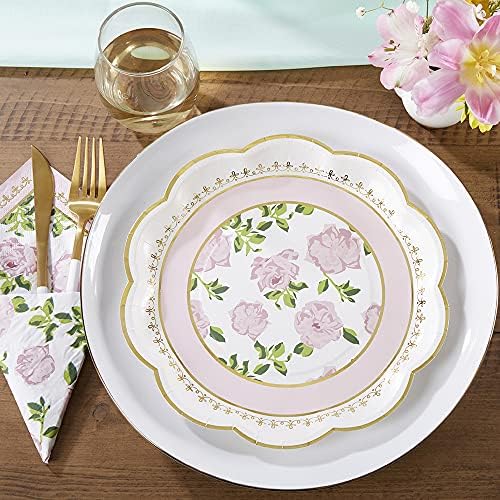 Кејт Аспен чај Време Чоеми хартиени плочи, венчавка/забава за еднократна употреба за вечера, розова