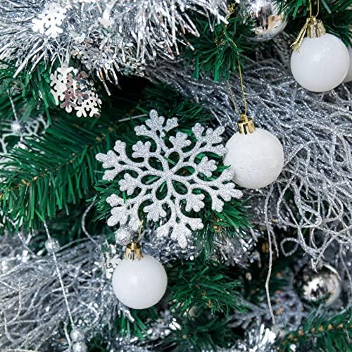 3,9 /38 парчиња пластични украси за снегулка Божиќни сјајни снегулки што висат занаети за украси на новогодишни елки