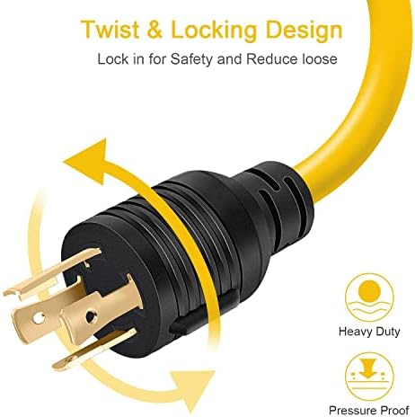 Плутен кабел за адаптер за заварувачи на Rophor, L14-30p Twist-Lock Male до 6-50R женски, 4 prong до 3 генератор на Prong до заварувачот на