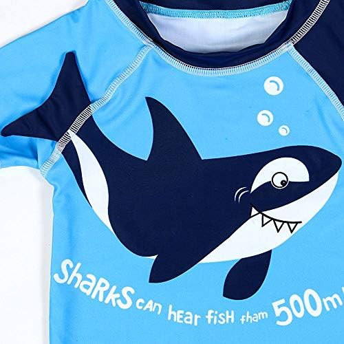 Бебешки дете момчиња со две парчиња осип чувари за капење деца со кратки ракави за сончање, сетови за капење со капа од 50+ сина ајкула