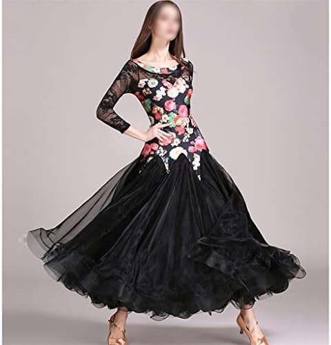 Jkuywx латински танц фустан жени цветни крпеници предиво подуени танцувачки фустан за танцување перформанси шоу крпа