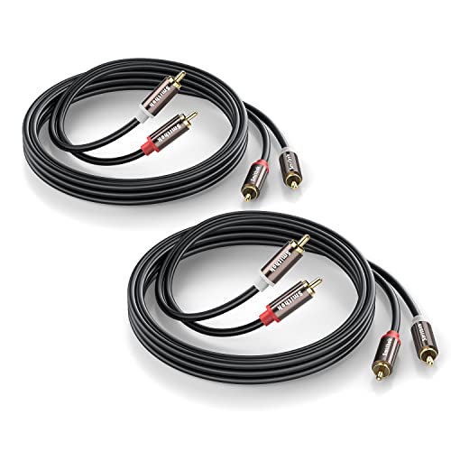 СМИТОК РЦА кабли 2 пакет [hi-fi звук, ПВЦ јакна, заштитена], 2-машки до 2-машки RCA аудио стерео субвуфер кабел помошен кабел за домашно